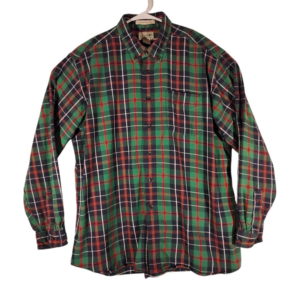 L.L. Bean flannel vintage shirt mens XL XLarge multicolor plaid traditional fit